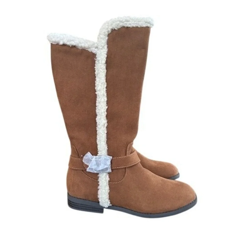 Thereabouts Kids Girls Tan Faux Suede Shearling Lined Boots Size 4‎ Medium